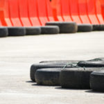 Race track barrier made of an old  tires for safety concept