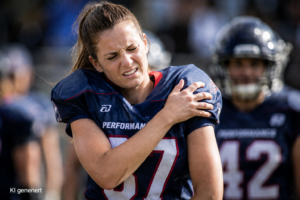 Verletzte American Football Spielerin, KI generiert